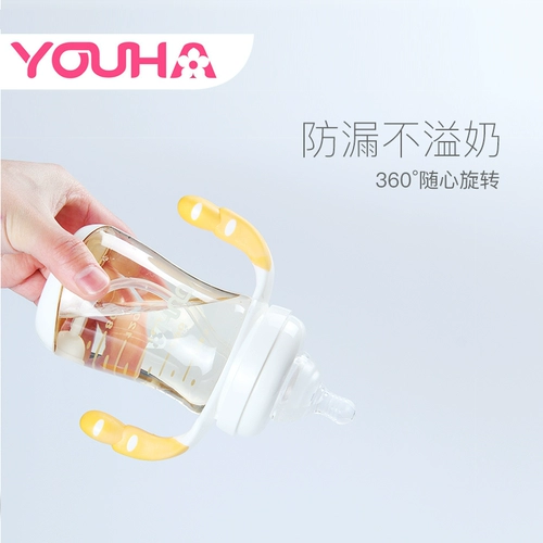 Ударопрочная бутылочка для кормления для новорожденных, ручка, детская трубочка, широкое горлышко