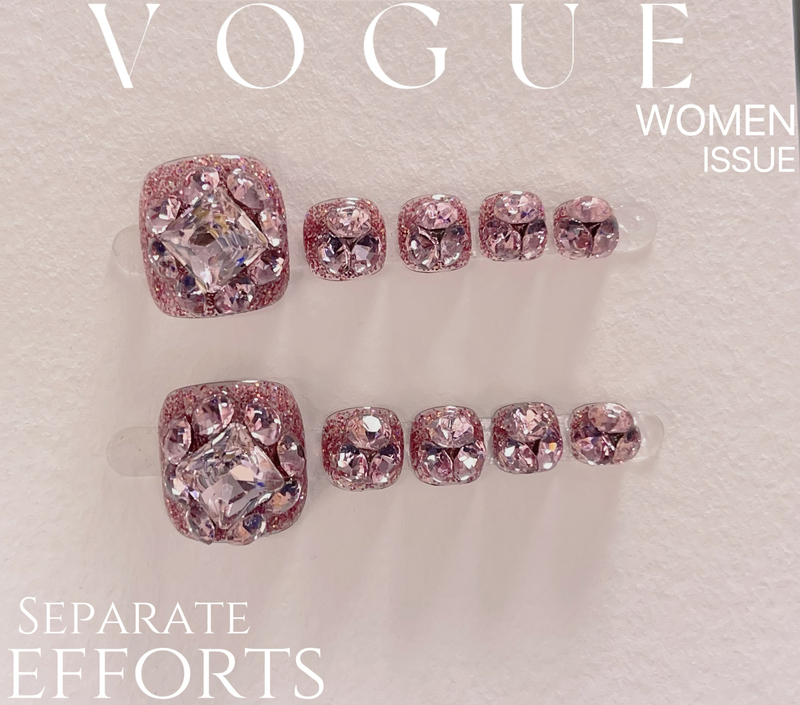 【Pink Ice Sugar】Summer Pink Sparkling Handmade Full Diamond Toe Nail Patches with High-End Craftsmanship 【Pink Ice Sugar】Summer Pink Sparkling Handmade Full Diamond Toe Nail Patches with High-End Craftsmanship