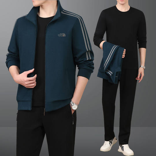 中老年爸爸秋装2025运动服休闲外套男士春秋宽松中年父亲三件套装