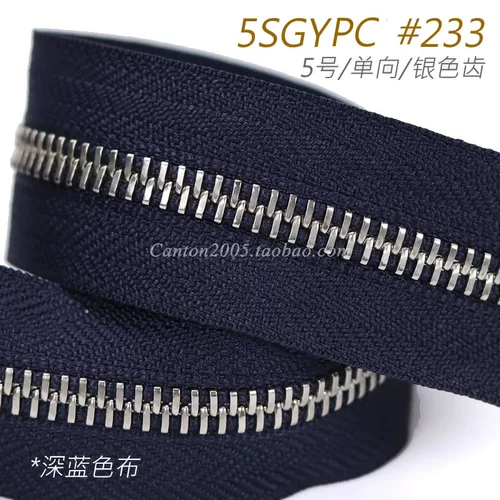 Япония № 5 серия серии плоских зубов однонаправленная металлическая молния 5sgypc#233 Темно -синяя ткань