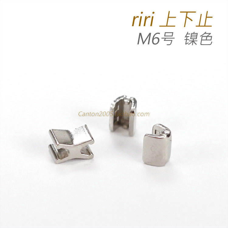 Swiss riri zipper M6 number up and down stop head and tail stop upper tooth lower tooth seal piece nickel color