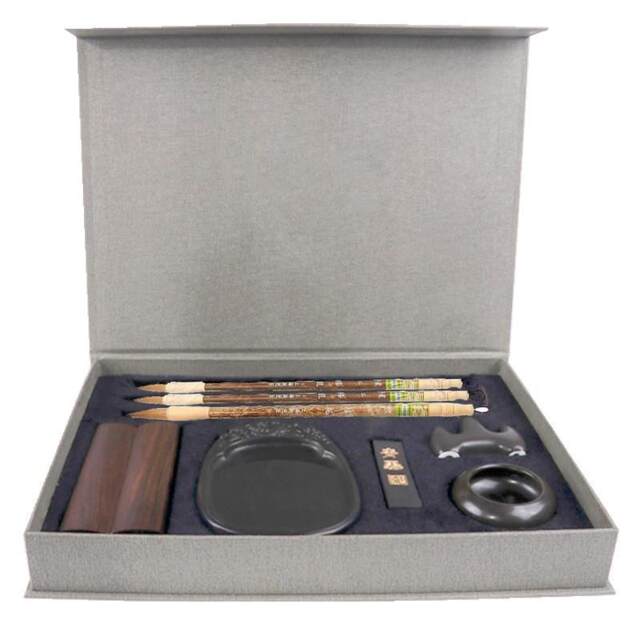 Zhou Huchen's Calligraphy Four Treasures Set: Brush, Ink, Paper, and Inkstone, a Complete Set of High-Grade Wolf Hair Calligraphy Special Tools in a Premium Gift Box