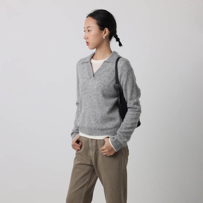 Little Q's New Model【Little Scholar Lapel Sweater】Sheep Wool Long-Sleeve Knit Sweater for Women, Autumn Casual Top Little Q's New Model【Little Scholar Lapel Sweater】Sheep Wool Long-Sleeve Knit Sweater for Women, Autumn Casual Top