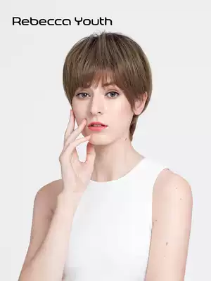 Rebecca Wig Women's Short Straight Hair Oblique Hand Woven Fluffy Natural Realistic Fashion Gao Junxi Same Headcase
