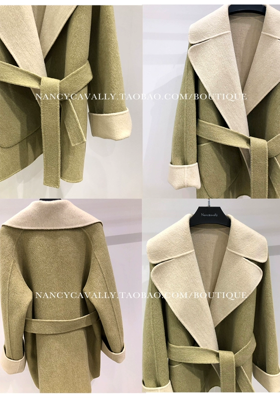 Mùa thu đông 2018 nữ mới một phiên bản áo khoác cashmere áo choàng trong phần dài của cổ áo phù hợp với áo khoác len hai mặt
