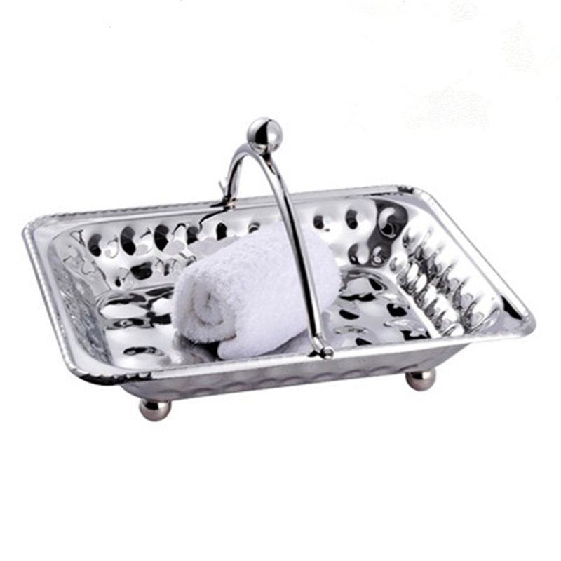 European-style 304 stainless steel portable towel basket storage towel plate fruit basket KTV towel blue hotel tray fruit plate