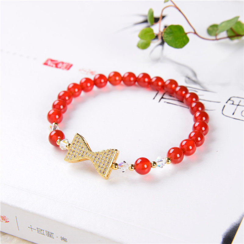 Lifetime One stone natural red Manau hand-made female butterfly knot original design brief sweet and mermaid gift