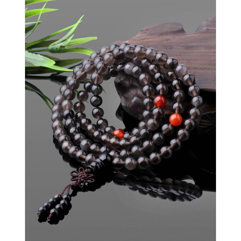 Lifetime One stone natural ice seed Black Shine Stones 108 Buddha beads Handmade by men and women Lovers Original Design Handstring Candida