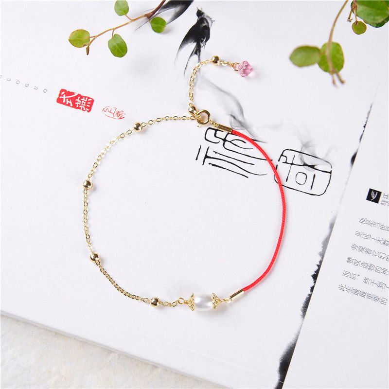 One Stone For Life Natural Freshwater Pearl Transfer Red Rope Anklet Original Exquisite Jewelry Gift For Girlfriends For Girlfriends