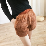 Lông thỏ dày mới cao eo ấm áp lông lông xù quần mỏng nữ mùa thu và quần short nữ 2018 mới