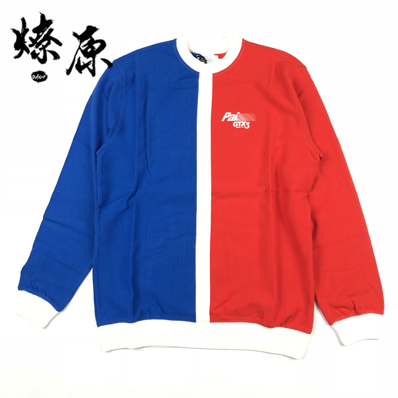 Liaoyuan equipment PALACE GTX SPLITTER CREW 18SS big LOGO color matching round neck long-sleeved T-shirt