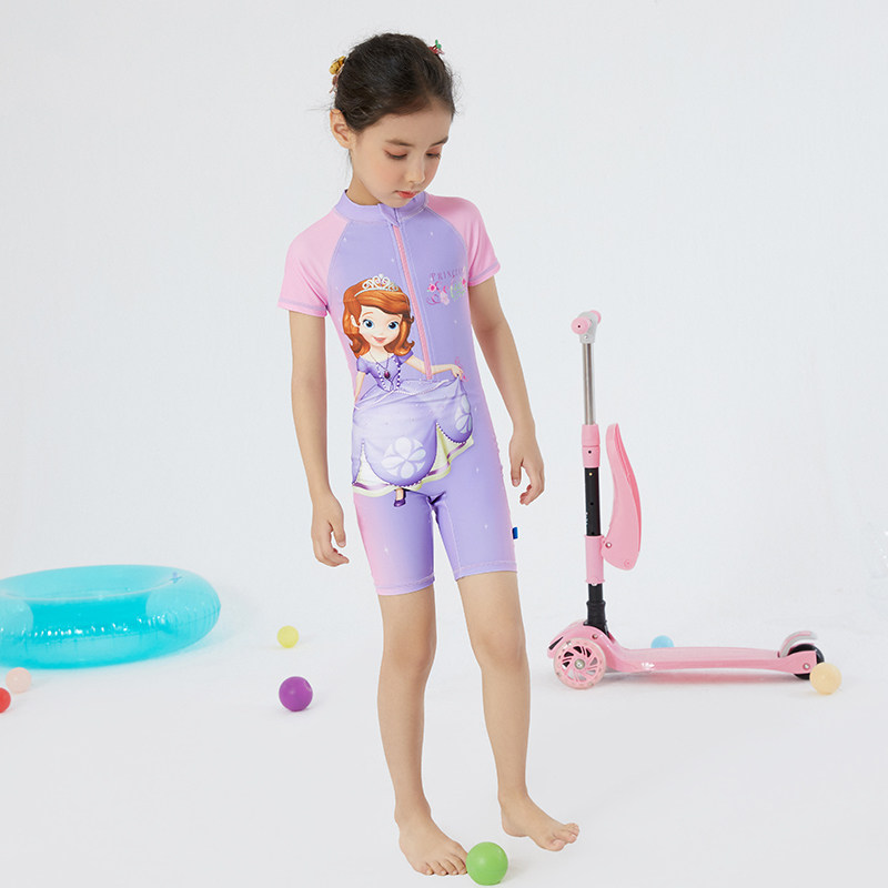 Disney Children's Swimsuit Girl's One-Piece Princess Sophia Girl's Zhongda Children's Hot Spring Swimsuit Swimsuit