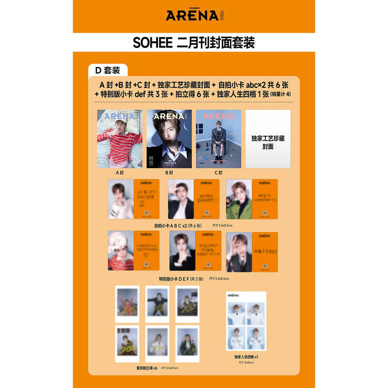 Considered in Sales Figures: Fashion Arena February Sohee Cover D Set: A+B+C Cover + Collector's Cover + Selfie Card + Polaroid + Four-Frame Photo Arenahommeplus Fashion Arena Magazine February 2026