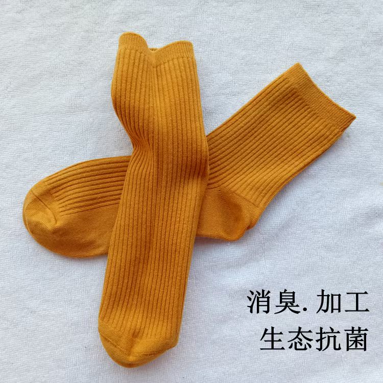 Mùa thu và mùa đông cổ điển rắn màu cotton bơm vớ vớ cơ bản phụ nữ cotton đôi kim trong vớ tuần ống tất đẹp