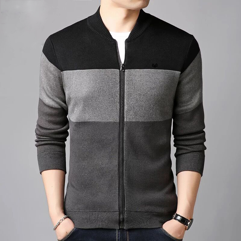 Hengyuanxiang 2018 thu đông nam mới áo len áo len dây kéo cardigan màu rắn áo ấm giản dị blazer nam