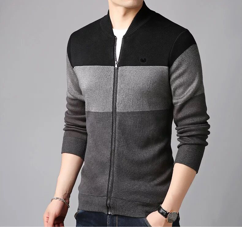 Hengyuanxiang 2018 thu đông nam mới áo len áo len dây kéo cardigan màu rắn áo ấm giản dị blazer nam