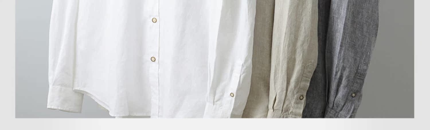 2019 áo sơ mi vải lanh nam dài tay mảnh mỏng mùa xuân và mùa thu đứng cổ áo cotton và áo sơ mi vải lanh trung niên áo sơ mi trung niên - Áo khoác đôi áo đôi nam nữ