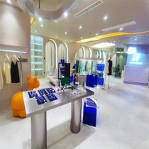 Clothing store decoration industrial style island table jewelry display display stainless steel flow table window rack floor rack