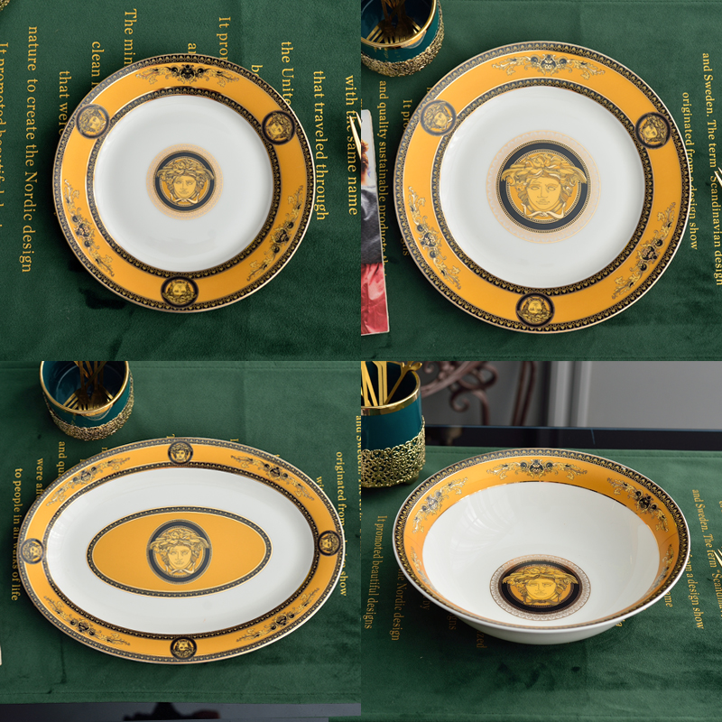 Golden Eu Style Western Dining Tray Steak Dish Coffee With Cutlery Cutlery Cutlery 12 Inch Fish Pan 8 Inch 10 Inch