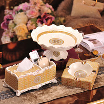 European multi-function tissue box Storage box Remote control paper box European ceramic European fruit plate ornament set