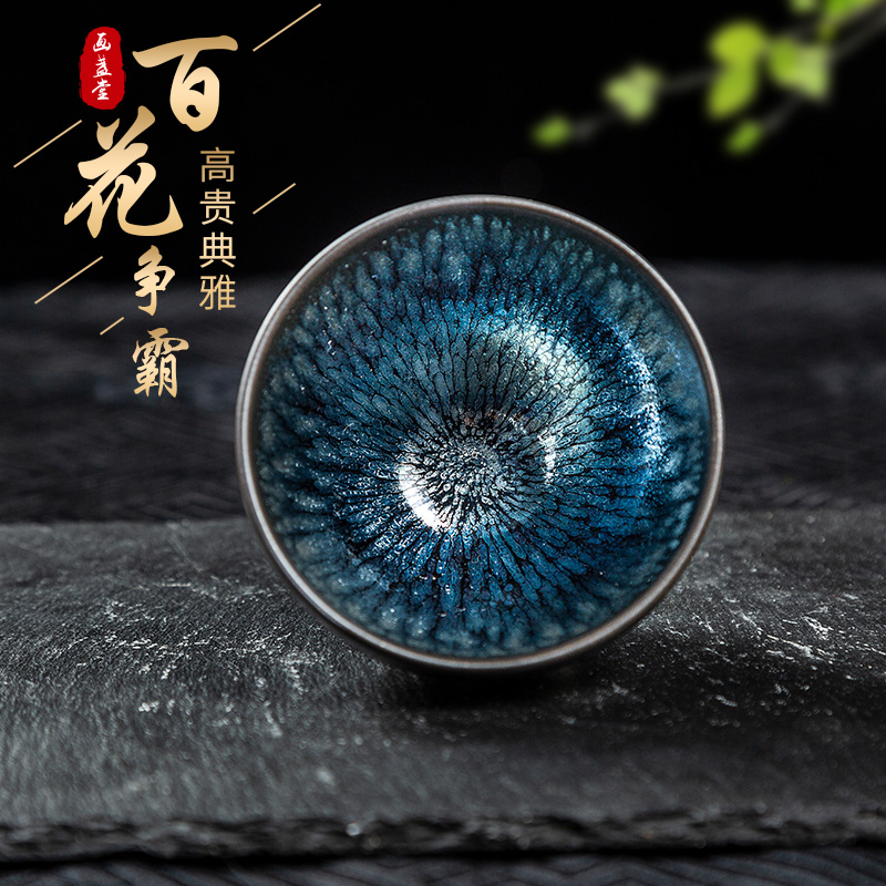 Painted Zhantang Jianyang Jianzhan Cailong Baihua Tea Cup Ceramic Tea Iron Tire Pure Handmade Master Cup Tianmu Zhan