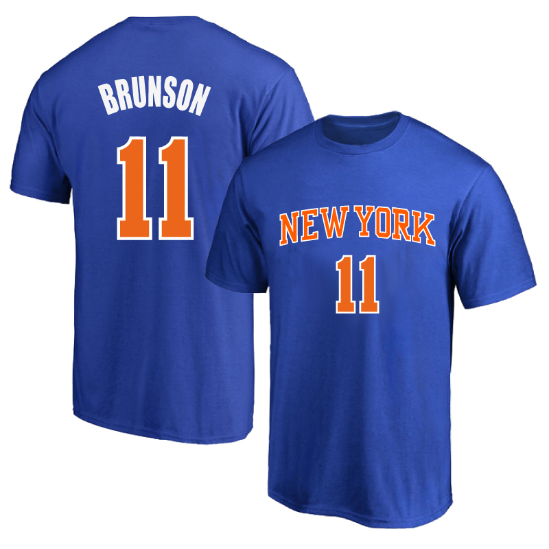 New York Knicks No. 11 Brunson Jersey Training Uniform Round Neck Pure Cotton Short-Sleeved T-Shirt Basketball Sports Half-Sleeve