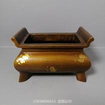 Boutique Antique Pure Brass Brass GOLDEN INCENSE STOVE ANCIENT PLAY BRONZE WARE COLLECTION OF FOUR FOOT TRIPOD HOME BUDDHA RETRO SWING PIECE