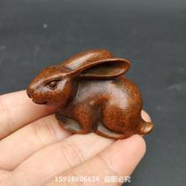 Antique copper antique collection alloy imitation pure copper solid zodiac rabbit jade rabbit tea pet desktop retro ornaments
