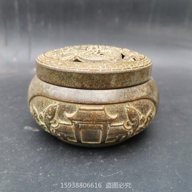 Ancient Play Bronze Ware Antique Collection Antique Pure Bronze Dragon Pineapple's Xiang carp Longmen Gantry Incense Stove Bronze Stove Old Stock Old Objects