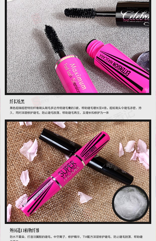 Mistine 4D đôi mascara Thái trang điểm dày và bền sợi uốn dài không thấm nước không nở - Kem Mascara / Revitalash chuốt mi dầu dừa