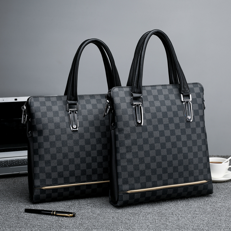 Men's handbag Handbags Casual Briefcase Boy Business Bag Computer Bag Fashion Plaid Men Bag Single Shoulder Diagonal Satchel Bag