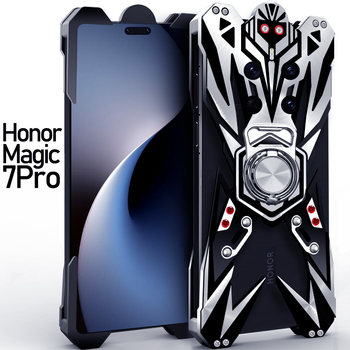 Suitable for honor magic7pro metal mobile phone case, anti-fall magic7rsr porsche aluminum alloy protective cover, magnetic holder, ring, mechanical hard shell, mechanical hollow and thickened, trendy handsome man