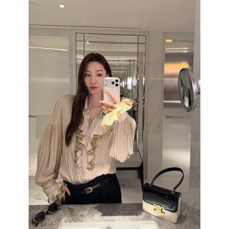 Gakee Official French Court Style Shirt for Women, Summer Ruffled Light Luxury Lace Patchwork Top Gakee Official French Court Style Shirt for Women, Summer Ruffled Light Luxury Lace Patchwork Top