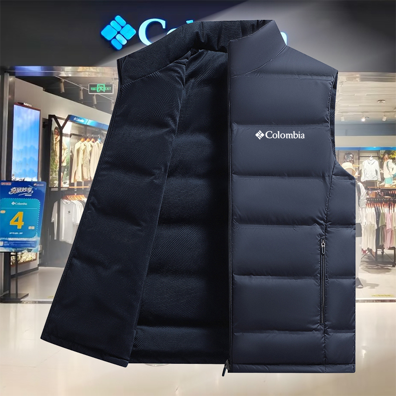 2026 Autumn and Winter New Reversible down Vest Men's Stand Collar Middle-Aged and Elderly Fleece-Lined Vest Warm down Jacket