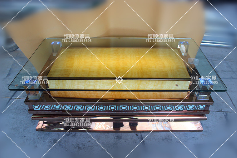 KTV coffee table stainless steel coffee table luminous coffee table entertainment club coffee table rose gold marble tea table