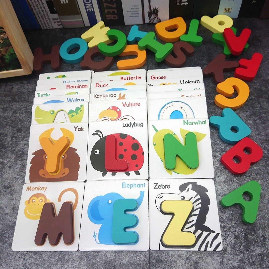 Children's early education Puzzle Puzzle Wooden digital letter Cognitive Cards Look to Literacy 1-3-6-year-old male and female baby