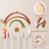 Wooden rainbow bed bell crib hanging bed bell bracket mosquito net pendant baby bed accessories newborn comfort toy