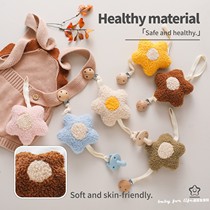 Newborn baby childrens beech pacifier clip flower lamb wool pacifier chain multi-functional fitness rack grab pendant
