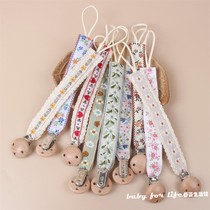 ins baby embroidered pacifier chain baby teether small toy anti-fall chain lace beech pacifier clip lanyard