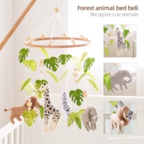 Newborn crib bell 0-1 years old 3-6 months baby toys rotatable bedside rattle pendant hanging wooden bracket
