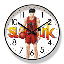 Slam dunk master animation fashion mute glass wall clock bedroom simple personality sweep second watch bedside wall clock