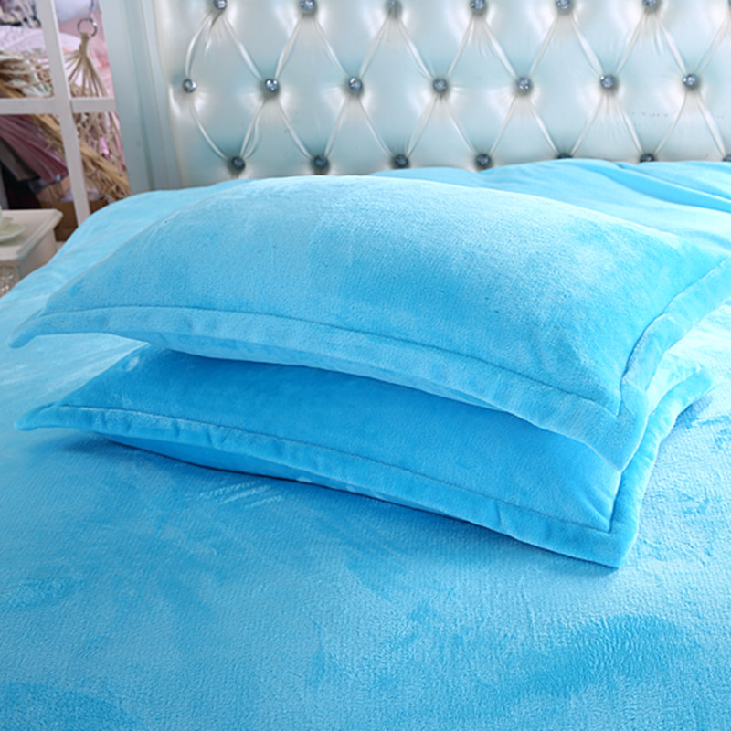 Gối màu đặc, dày flannel vỏ gối Falais đôi gối đơn đặt lõi nhung nhung gối đặc biệt gối cao su non