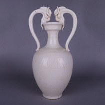 Song Ding kiln carving pattern Double Dragon pressure mouth bottle antique old goods imitation unearthed ancient porcelain collection gift ceramic ornaments