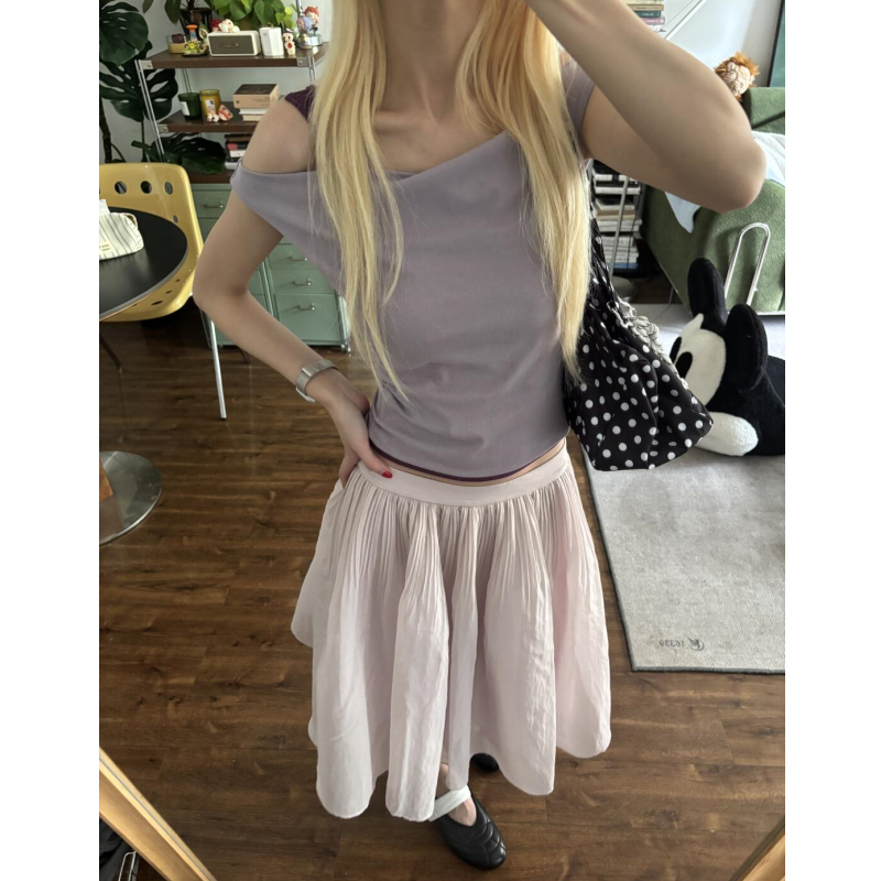 Pumpkin/Korean Niche Classic Heavy-Duty Ballet Tutu Skirt, I-Shaped Pleated Sheer Simple Half Skirt for Women