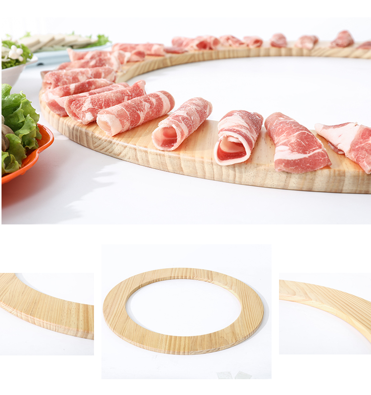 Lẩu nhà hàng bộ đồ ăn sáng tạo tròn bằng gỗ rắn khách sạn có khay gỗ yak thịt cừu đĩa thịt cuộn đĩa gỗ - Tấm khay gỗ đựng thức ăn