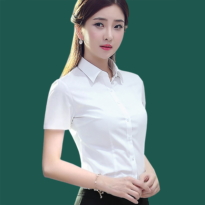 Short-Sleeved White Shirt for Women, Professional Formal Wear, 2026 Summer Thin Style, Non-Iron Blue Shirt, High-End Formal Workwear, Cotton Short-Sleeved White Shirt for Women, Professional Formal Wear, 2026 Summer Thin Style, Non-Iron Blue Shirt, High-End Formal Workwear, Cotton