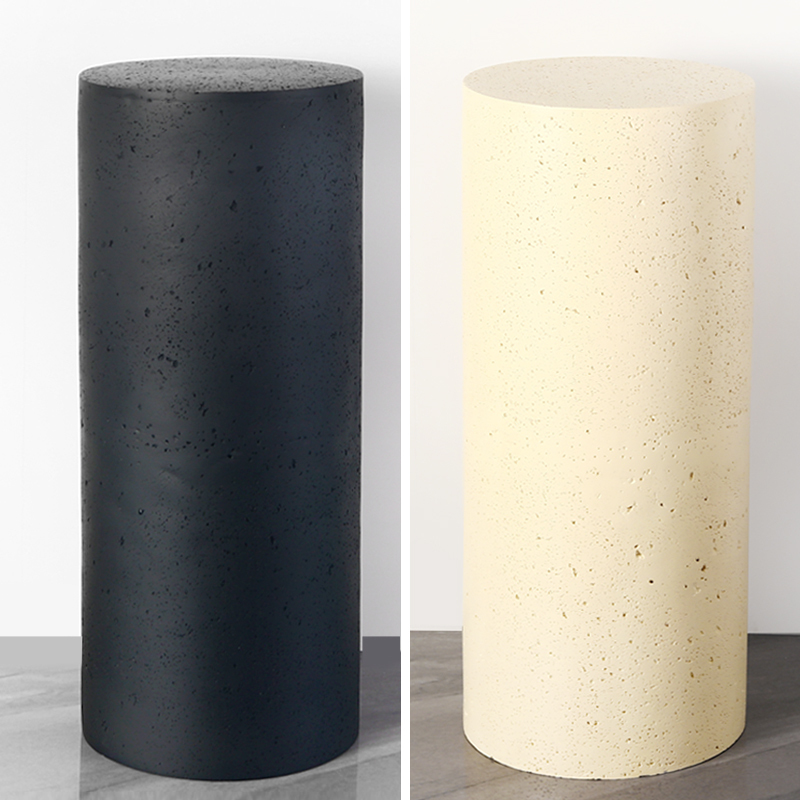 Cylindrical Base Stone Pedestal Living Room Floor-Standing Marble Column Ornament Display Stand Travertine Sculpture Display Stand