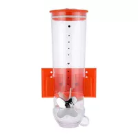 Оранжево-красный однотрубный настенный флакон со свободной пробкой и накладным стаканчиком.