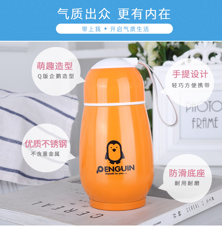 Sáng tạo cầm tay mini dễ thương chim cánh cụt nhỏ nữ sinh viên trẻ mẫu giáo món quà cốc nước tùy chỉnh bình nước thủy tinh