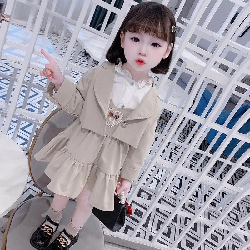 Girls spring dress suit 2022 spring and autumn new foreign style baby Korean suit jacket fashionable two-piece set